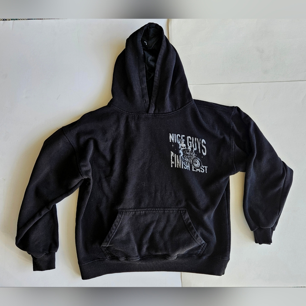 Assholess Live Forever , Nice Guys Finish Last Black Hoodie Size Large